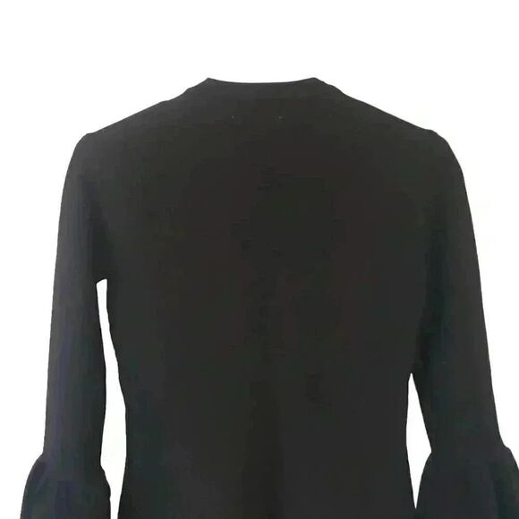 Rachel Parcell Women's Black Viscose/Poly/Nylon Knit Crew Neck Bell Sleeve Sweat - Picture 7 of 10